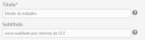 Dois campos do formulário, um para título e outro para subtítulo